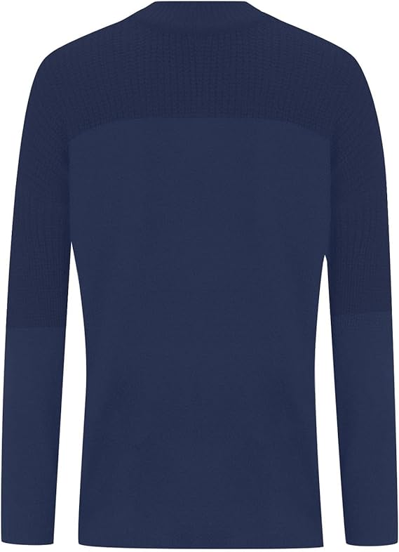 Women’s Dark Blue Knitted Sweater | Crew Neck Loose Pullover | Casual Long Sleeve Autumn Winter Top