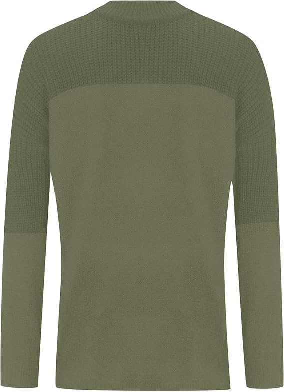 Women’s Oversized Knit Sweater — Army Green Pullover with Crew Neck & Long Sleeves, Thick Cozy Knitwear for Autumn & Winter Casual Outfits