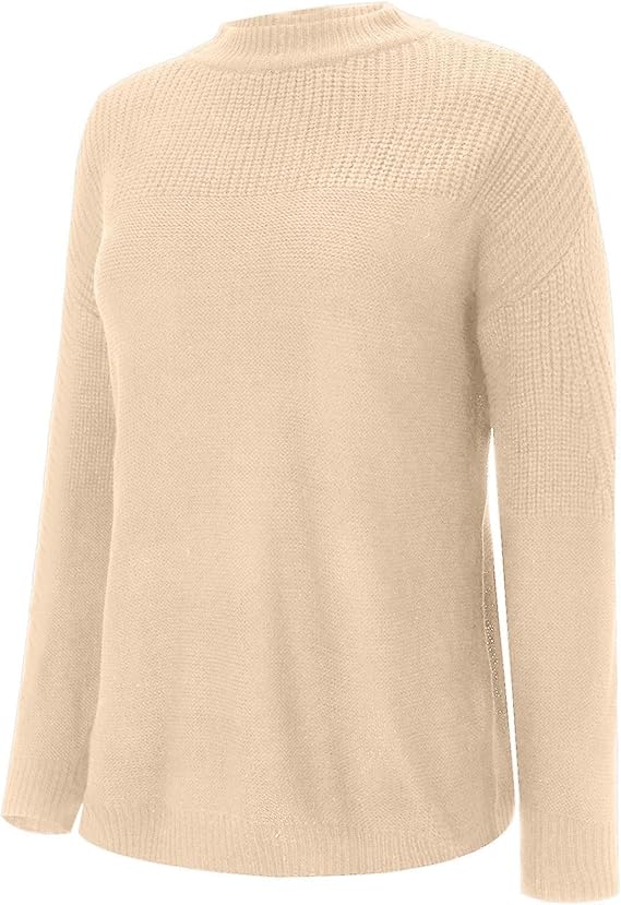Women’s Beige Knit Sweater | Oversized Pullover Round Neck Sweater | Long Sleeve Casual Knitwear for Autumn & Winter